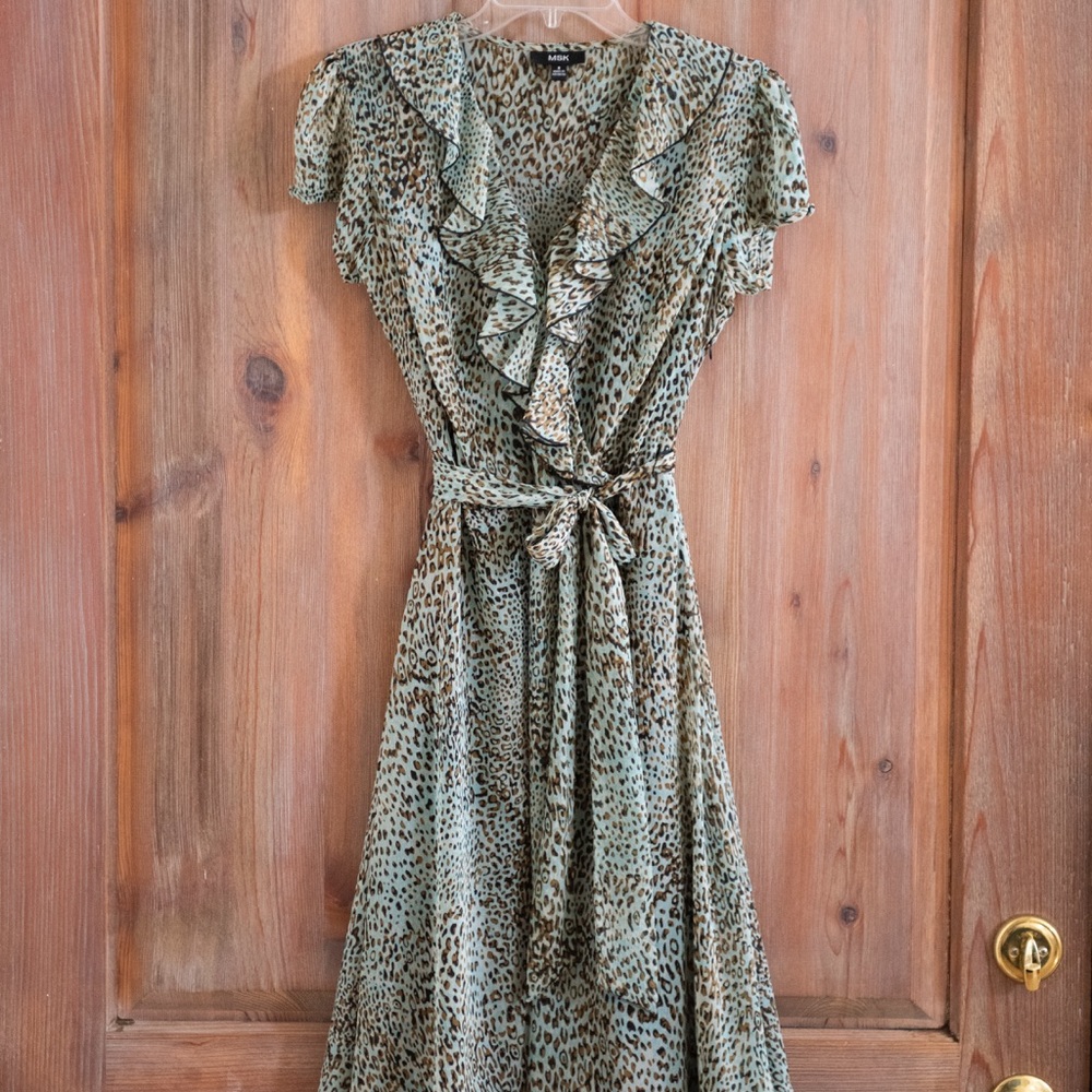 MSK Sea Foam Green Animal Print Dress
